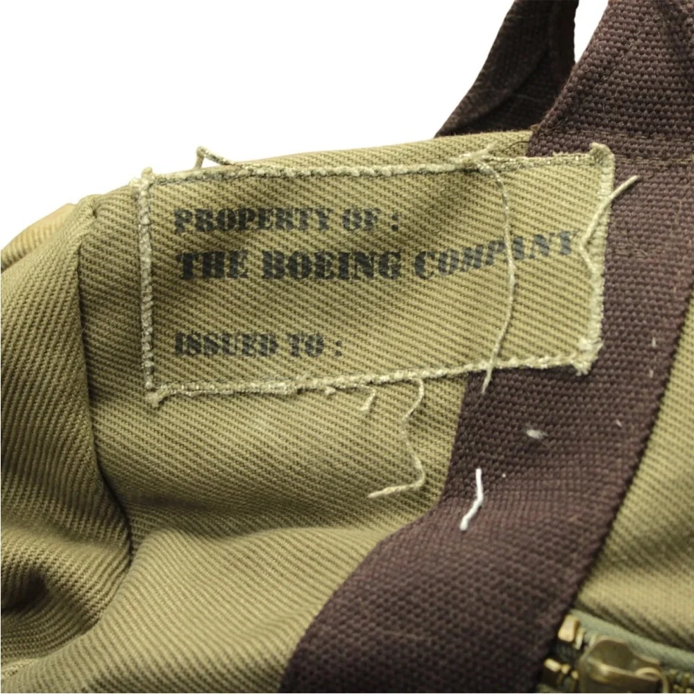 Boeing Company Totem Logo Patch Army Green Canvas Duffel Bag Clean In&Out